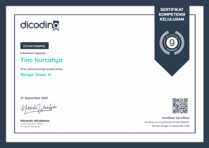 Certificate: Belajar Dasar AI