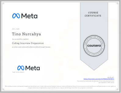 Certificate: Coding Interview Preparation