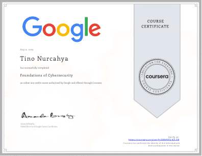 Certificate: Foundations of Cybersecurity