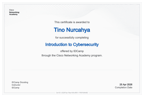 Certificate: Introduction to Cybersecurity