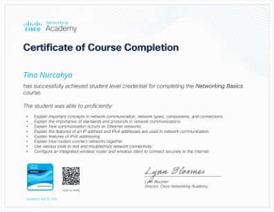 Certificate: Networking Basics badge