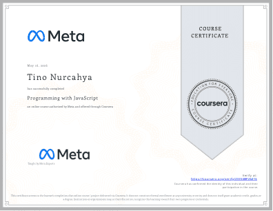 Certificate: Programming with JavaScript