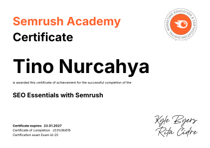Certificate: SEO Essentials with Semrush